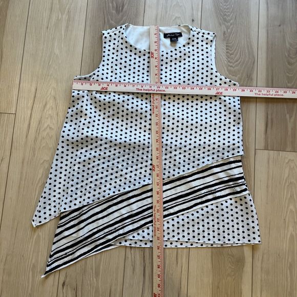 Michael Tyler Womens Sleeveless Tunic Top Shirt Black White Layers Medium Blouse - Picture 3 of 6